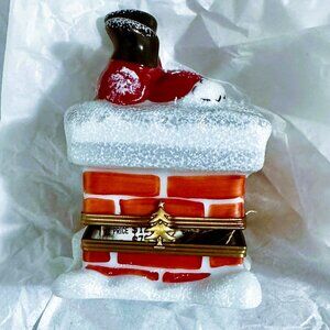 Limoges Christmas Trinket Box, Peint Main, Made in France